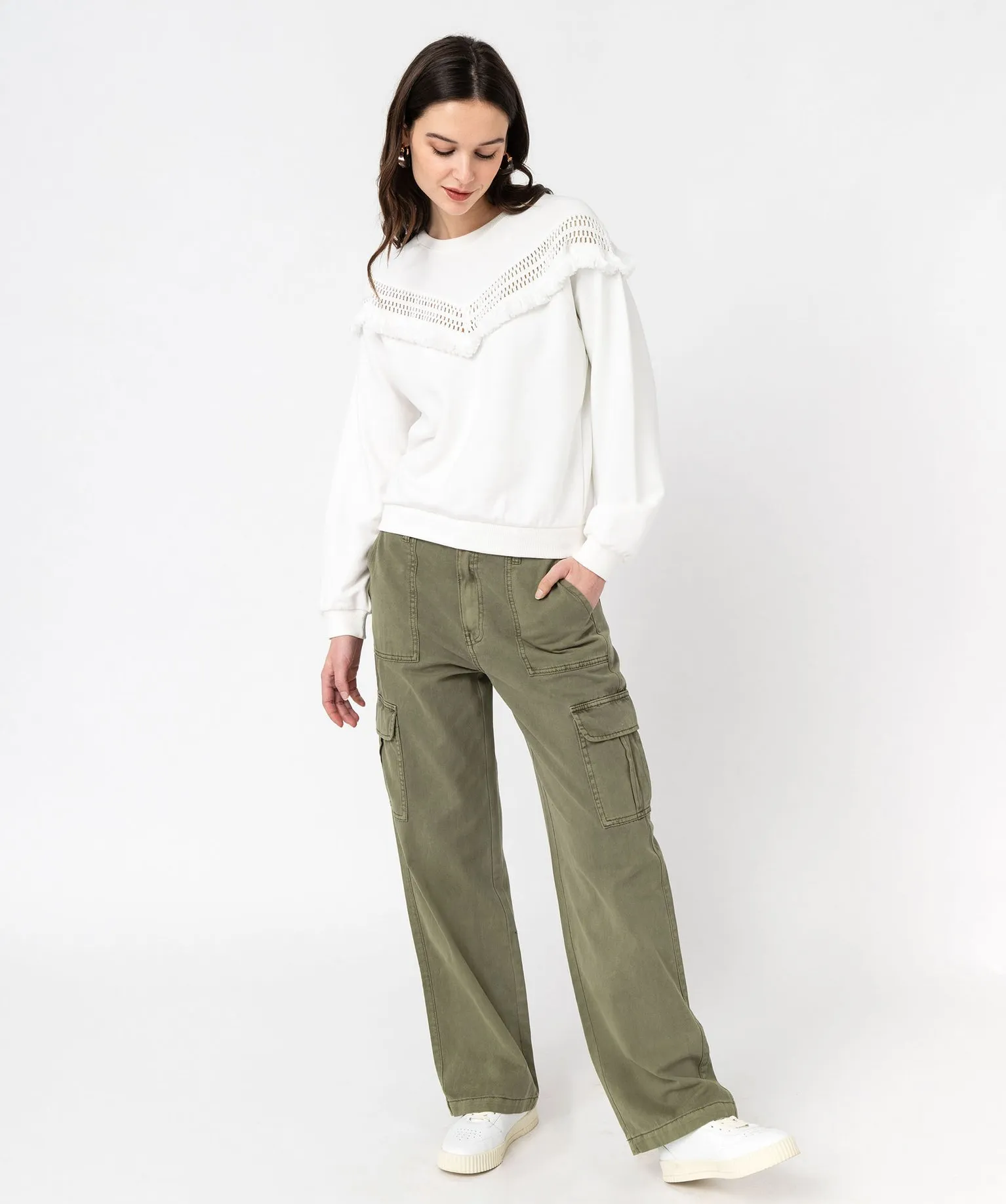 pantalon cargo multi poches femme vert pantalons