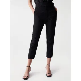 Pantalon chino cropped slim taille haute noir femme - Salsa | wimod