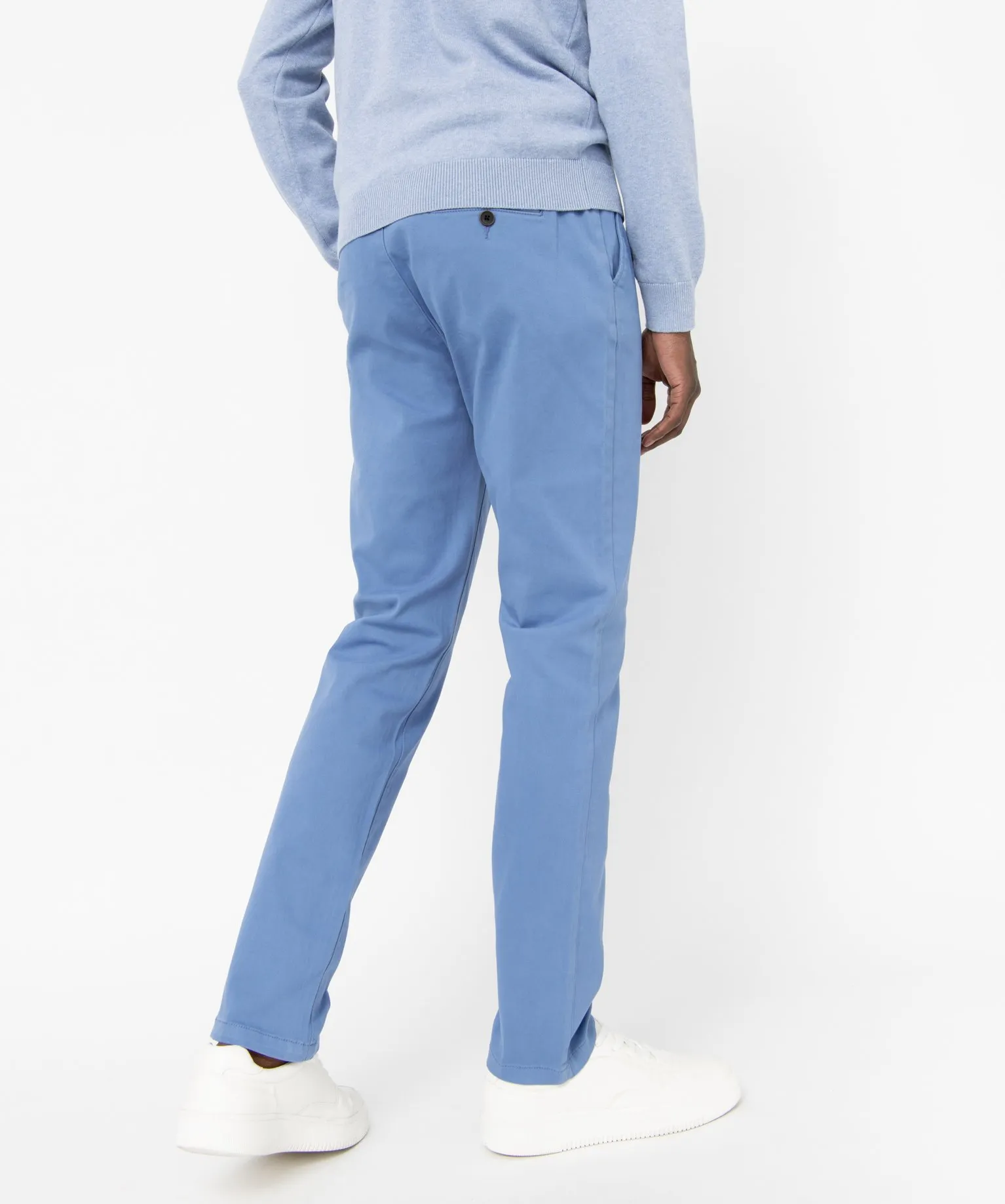 pantalon chino en coton stretch coupe slim homme bleu pantalons