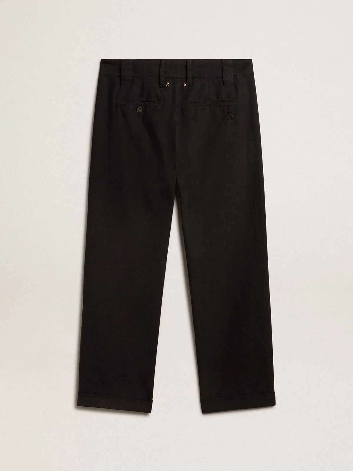 Pantalon chino noir en gabardine de coton  