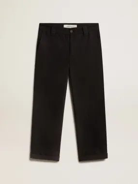 Pantalon chino noir en gabardine de coton  