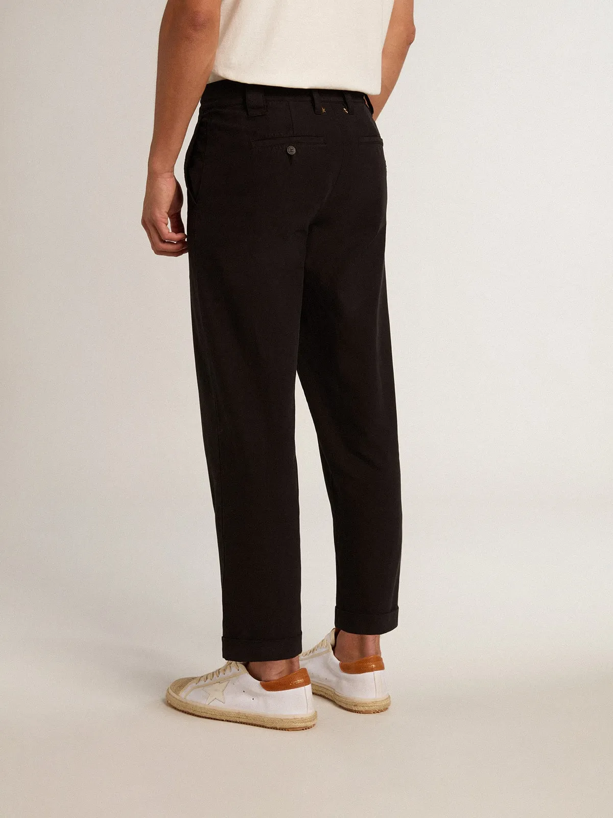 Pantalon chino noir en gabardine de coton  