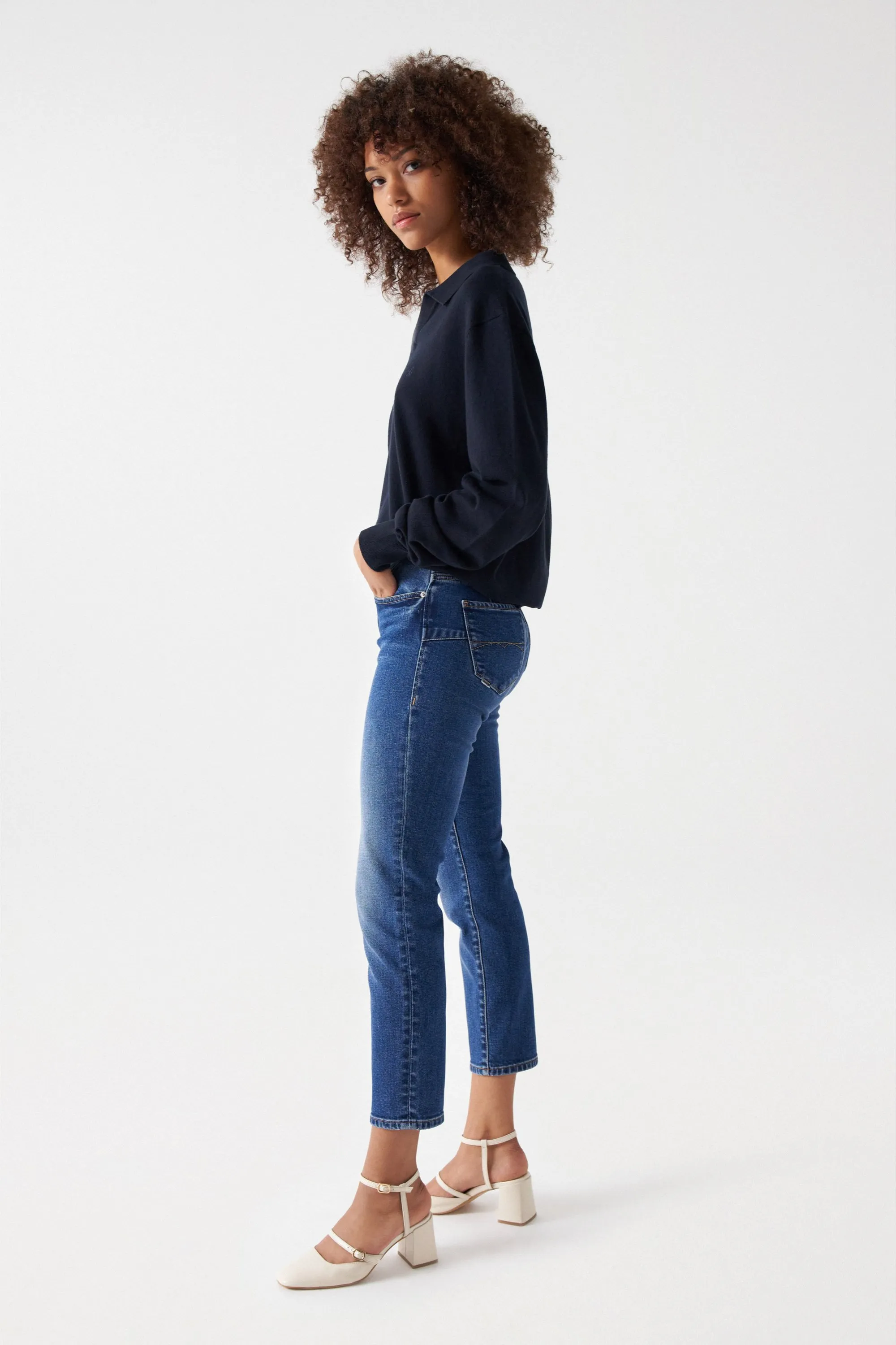 PANTALONS EN JEAN DESTINY PUSH UP CROPPED SLIM