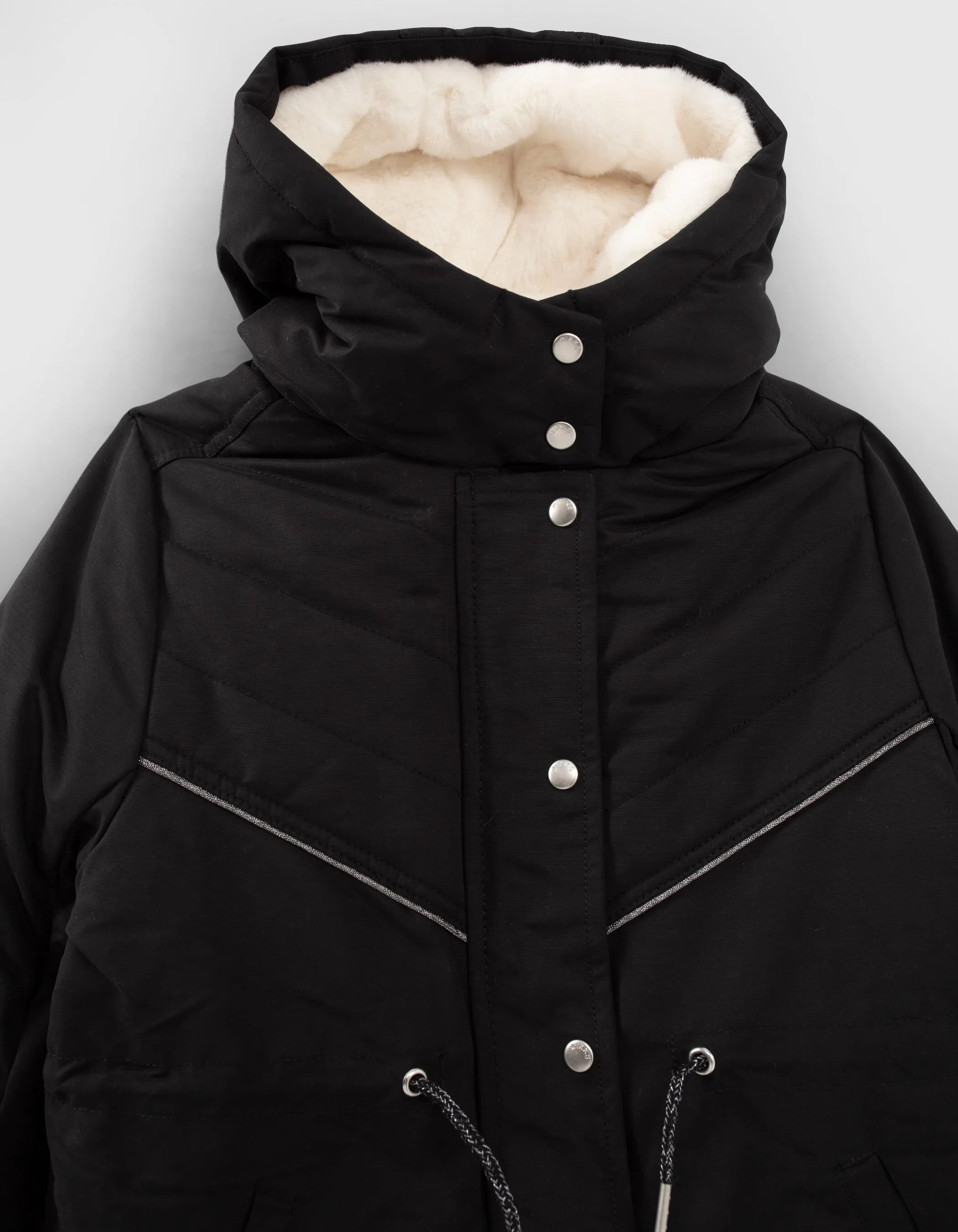 Parka 2 en 1 noire sous-doudoune minimaliste rock fille