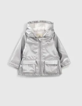 Parka argentée en gomme bébé fille