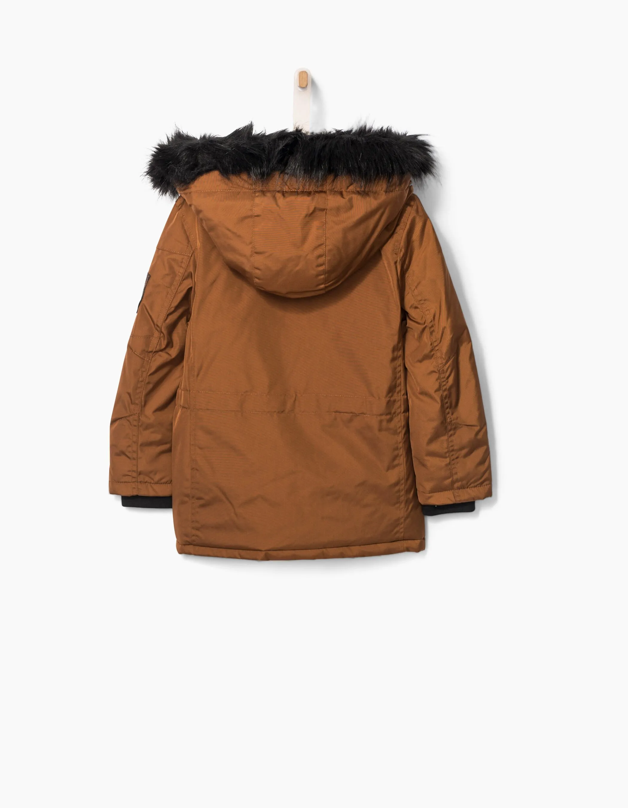 Parka cognac à parmenture matelassée garçon