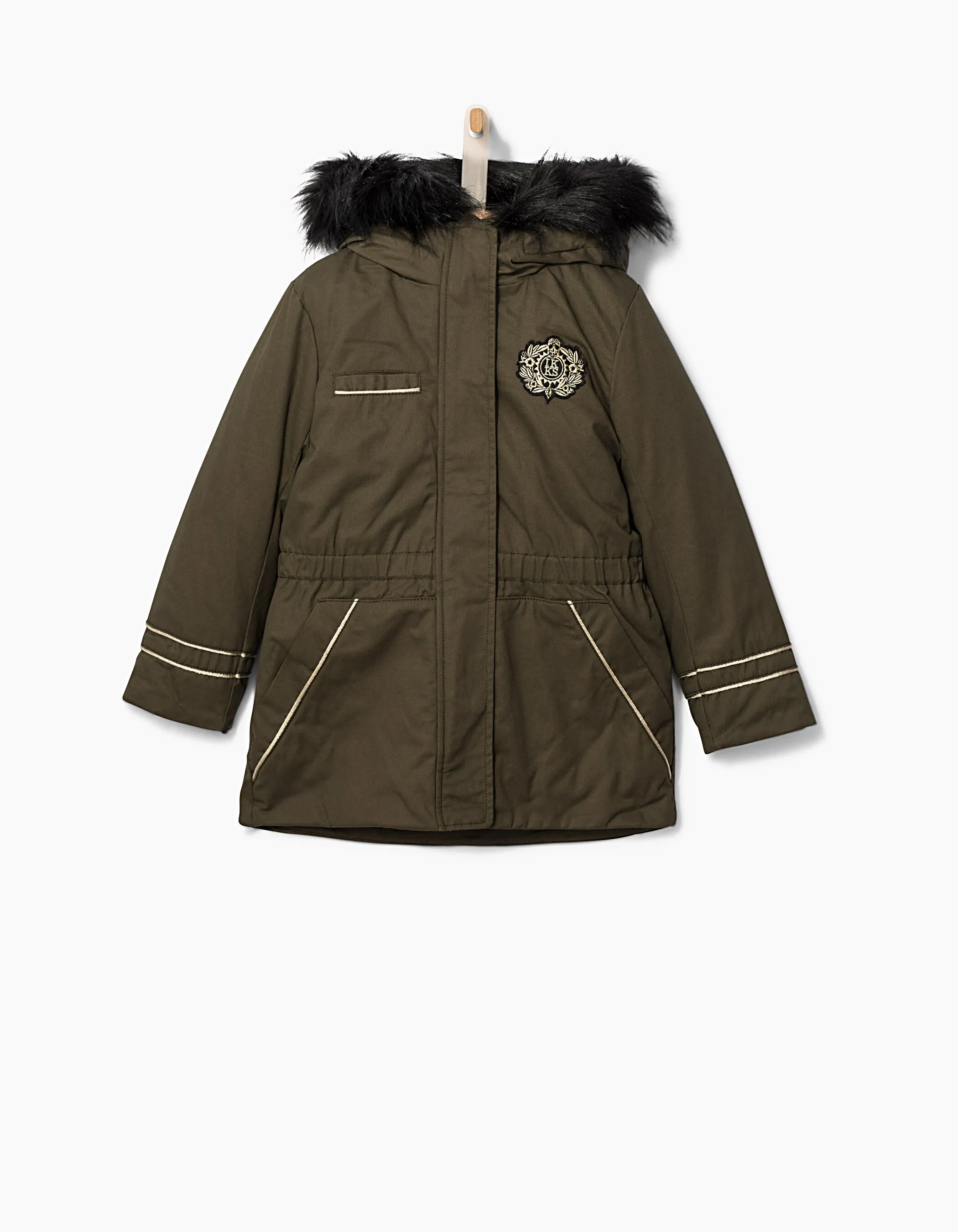 Parka kaki et gilet bi-matière réversible fille