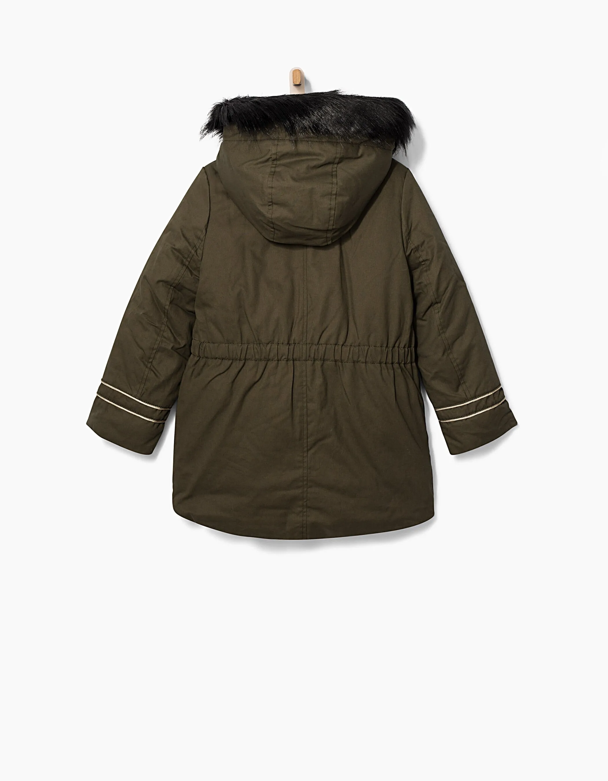 Parka kaki et gilet bi-matière réversible fille