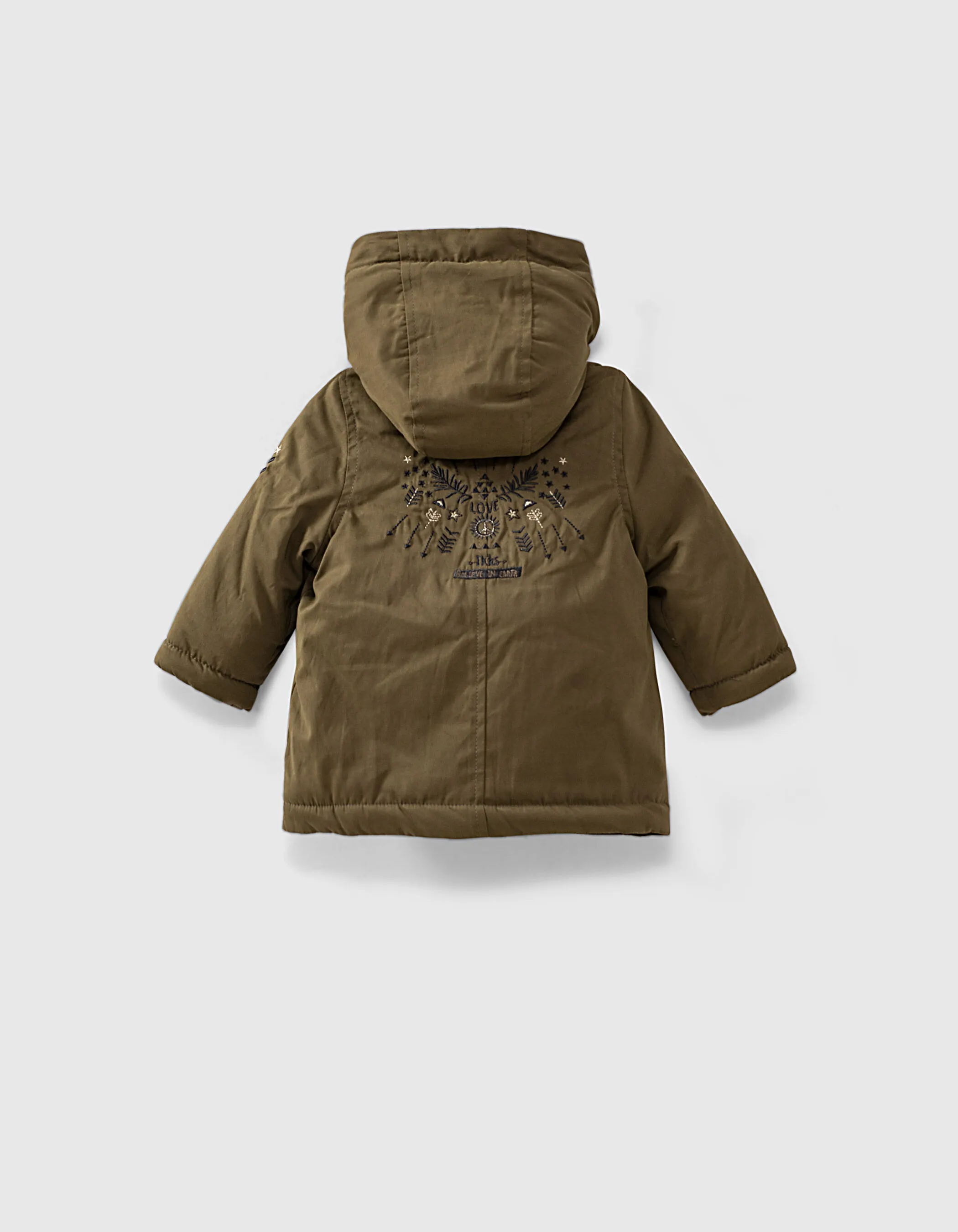 Parka kaki fourrée à capuche bébé fille