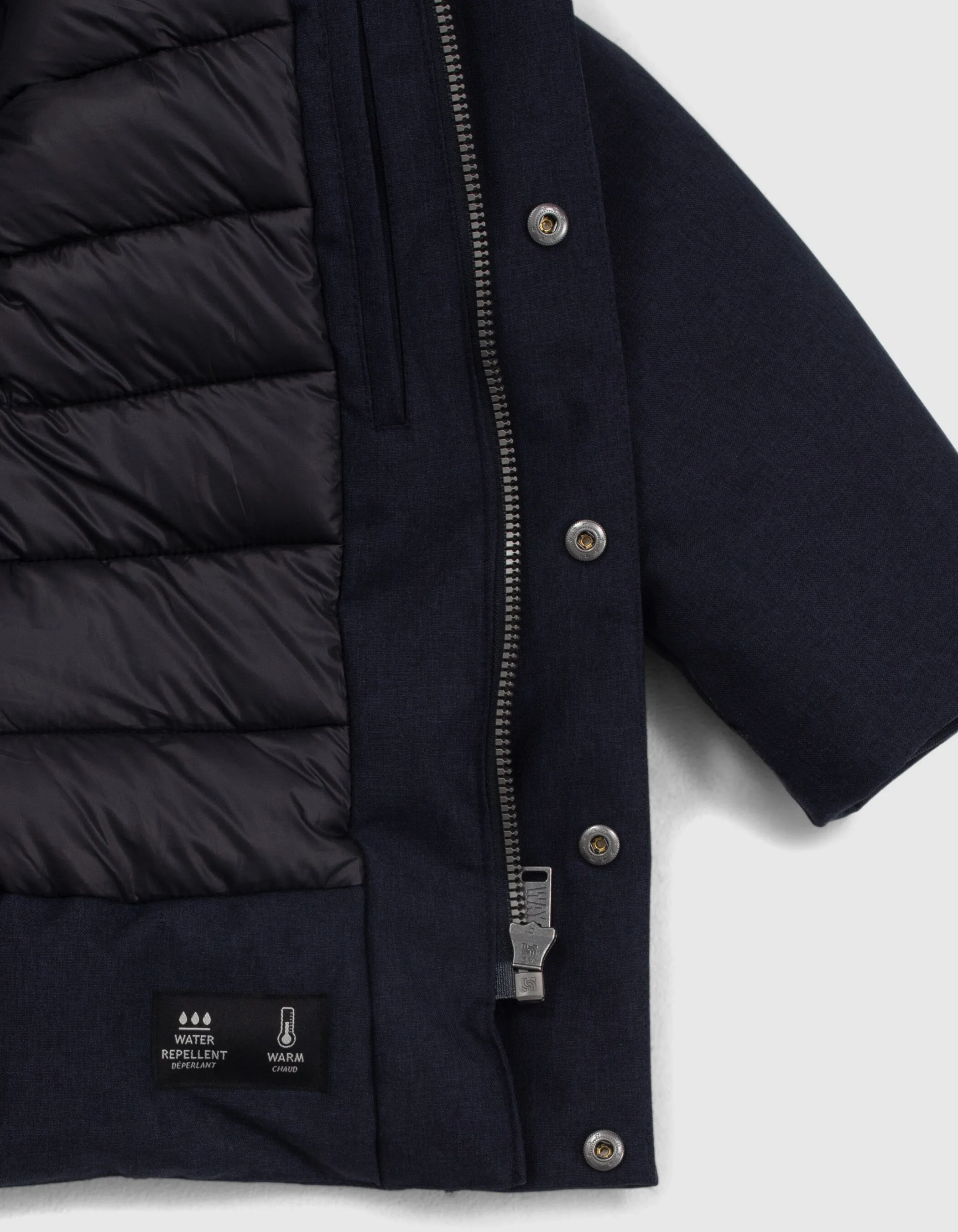 Parka navy avec intérieur matelassé noir garçon