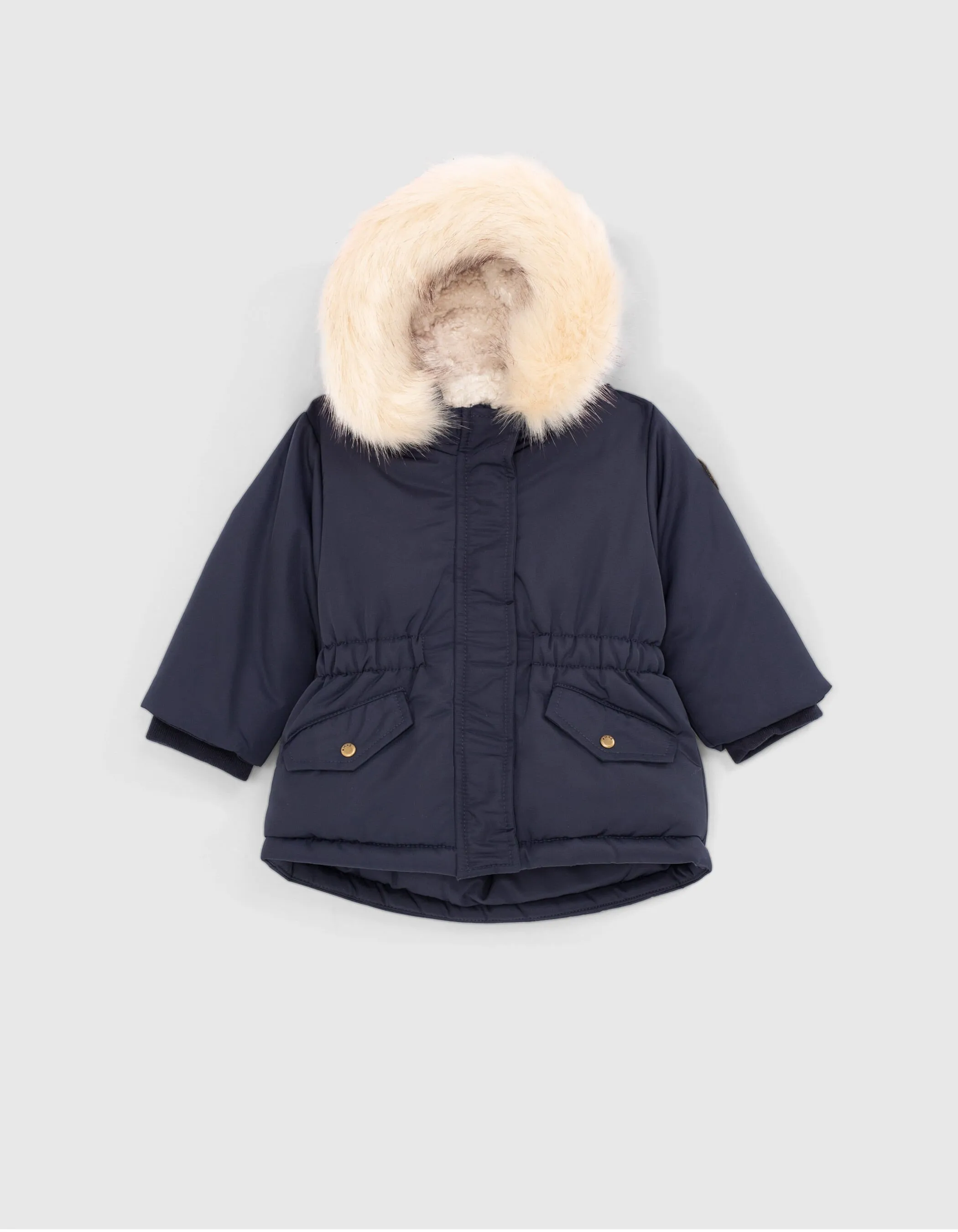 Parka navy fourrée bébé fille