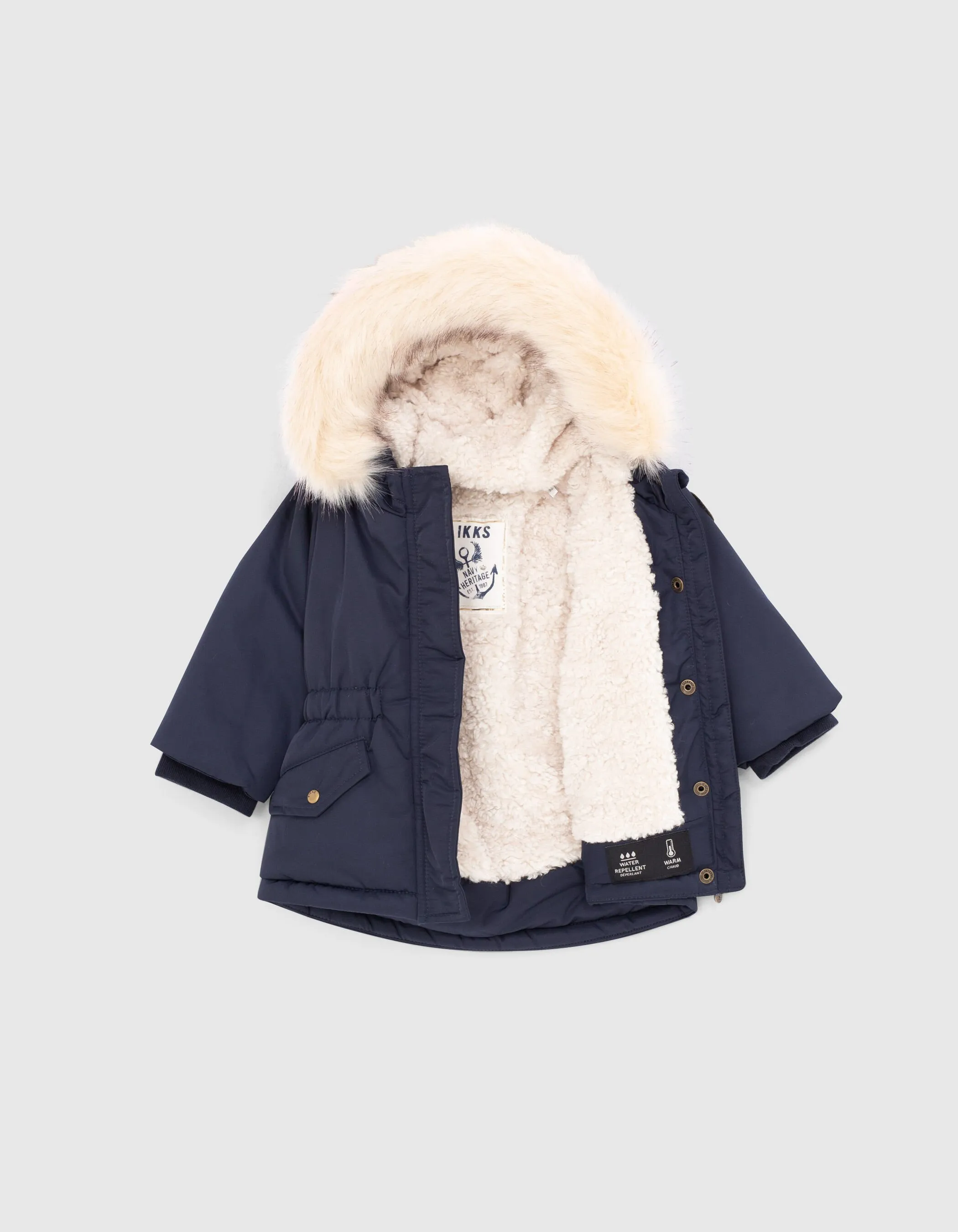 Parka navy fourrée bébé fille