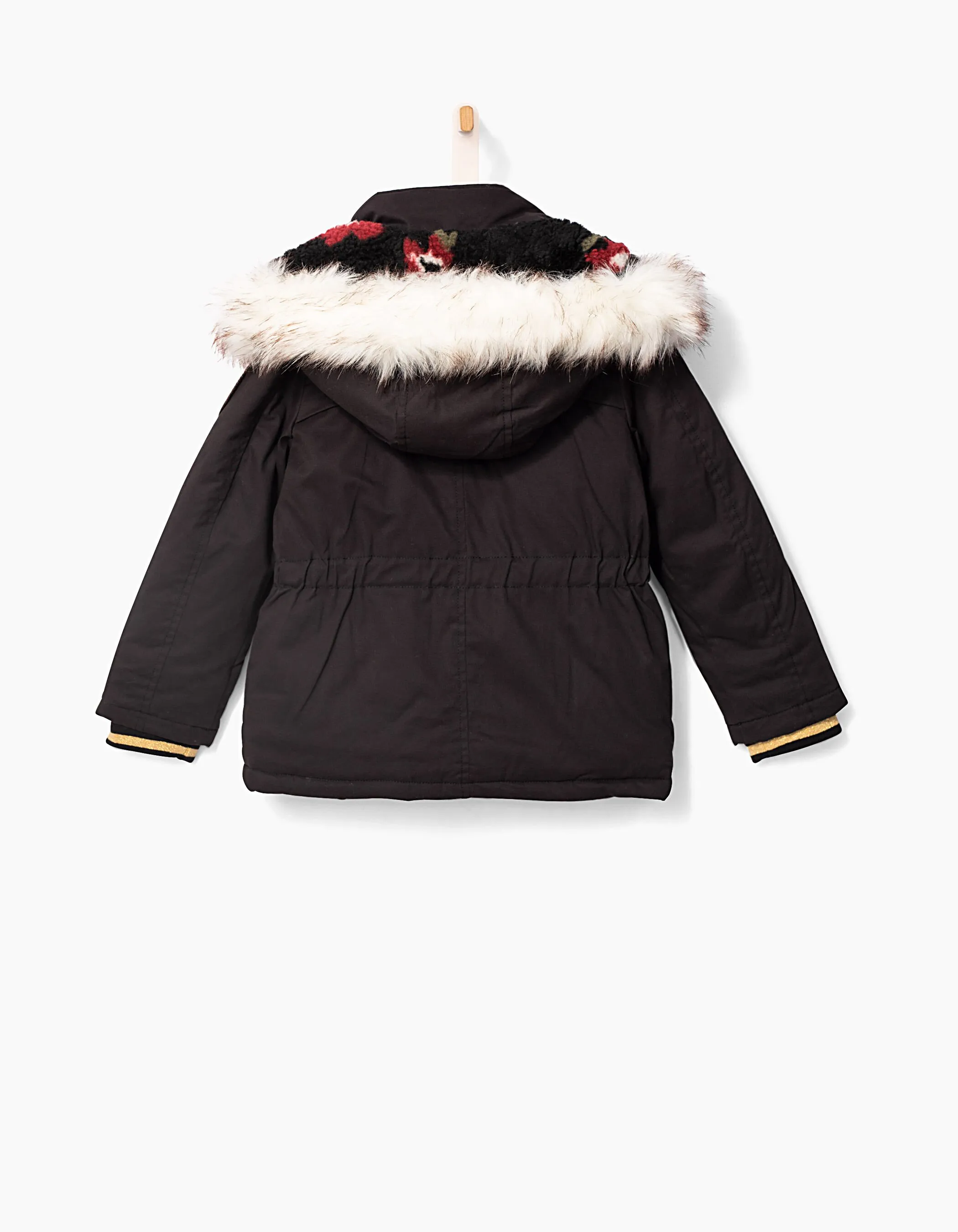 Parka noire doublée sherpa fille