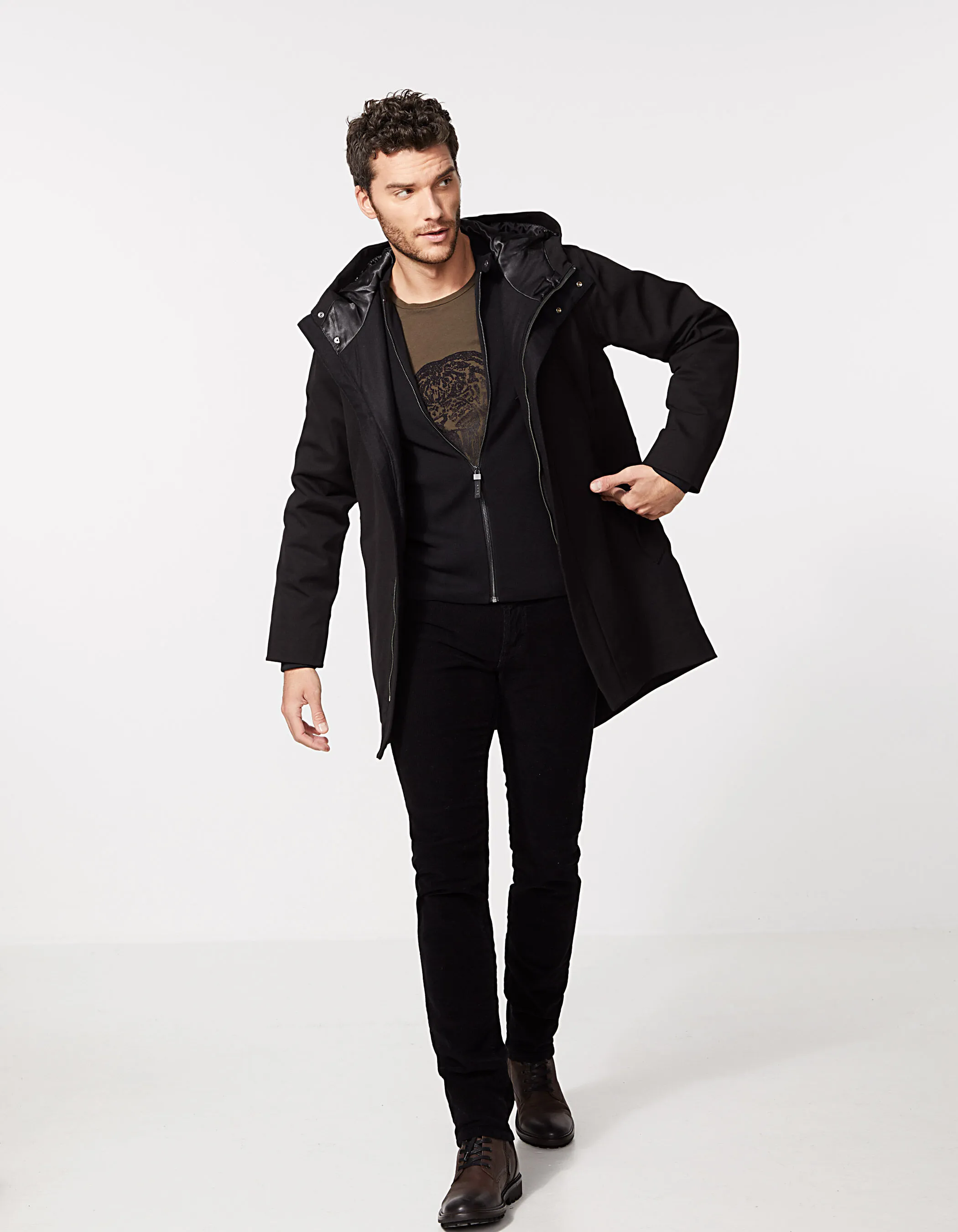 Parka noire intérieur doudoune or WATERPROOF Homme