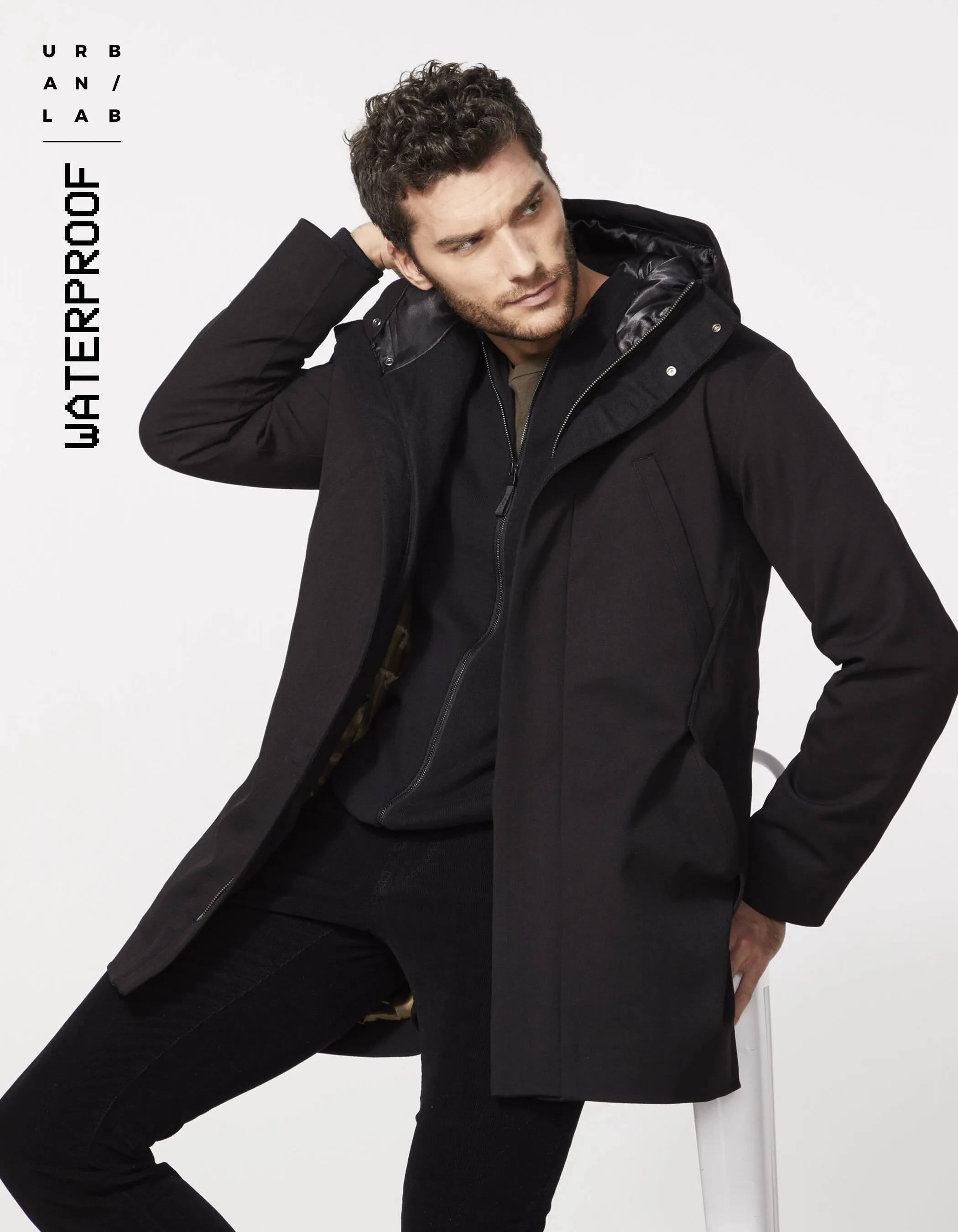 Parka noire intérieur doudoune or WATERPROOF Homme