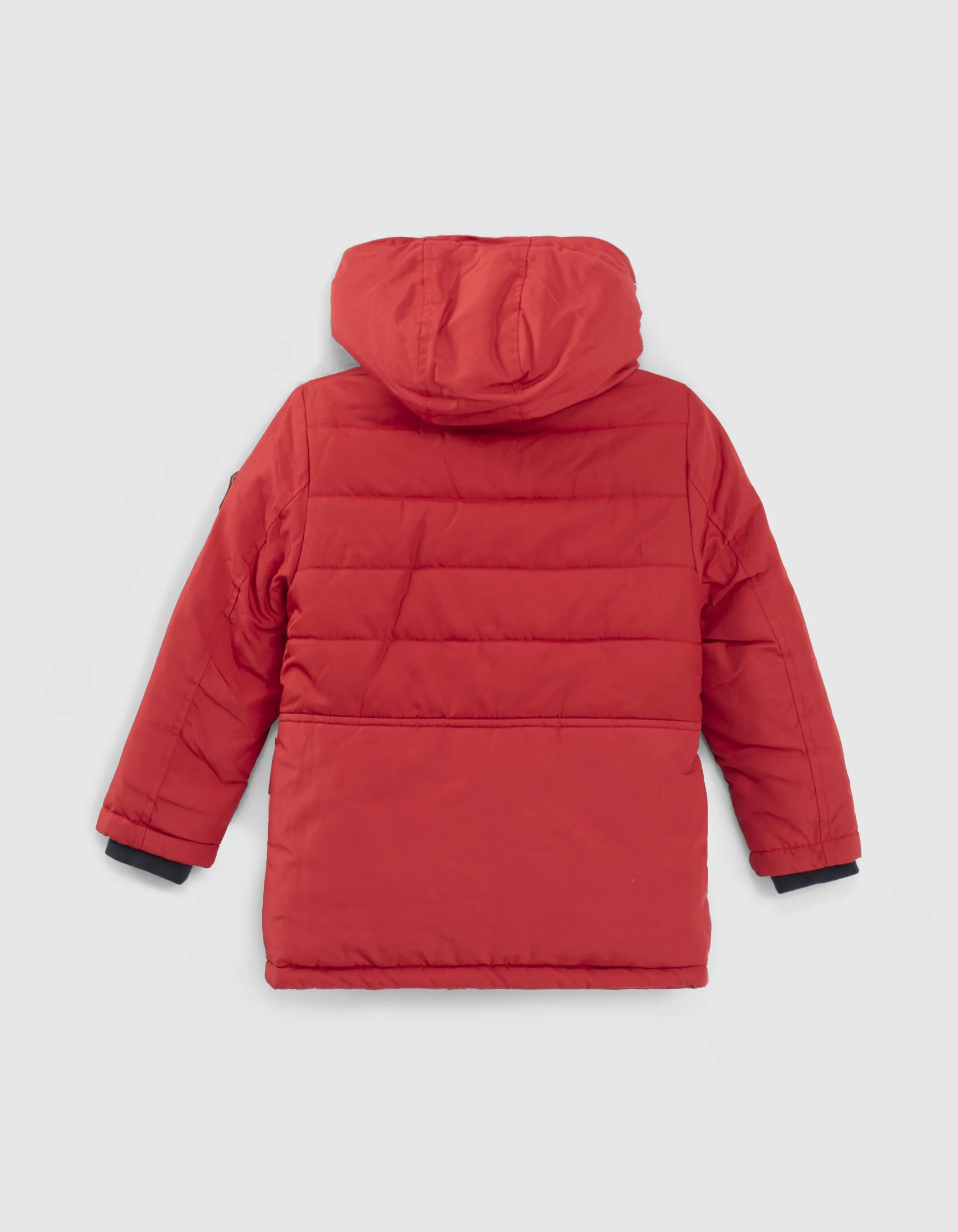 Parka rouge à capuche fourrée garçon