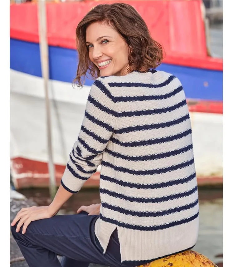 Pull breton à rayures texturées