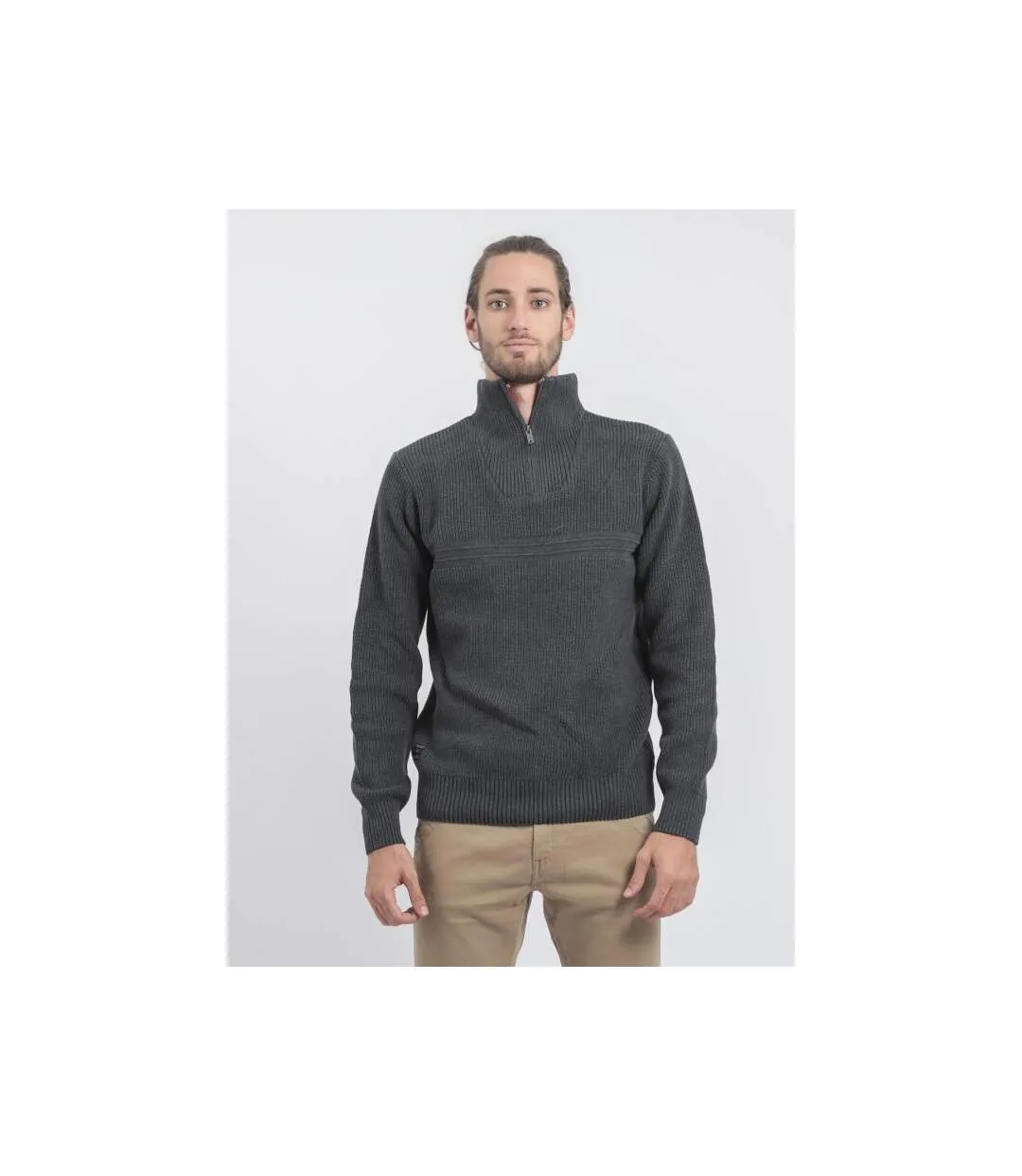 Pull col montant zippé pur coton LOMATH