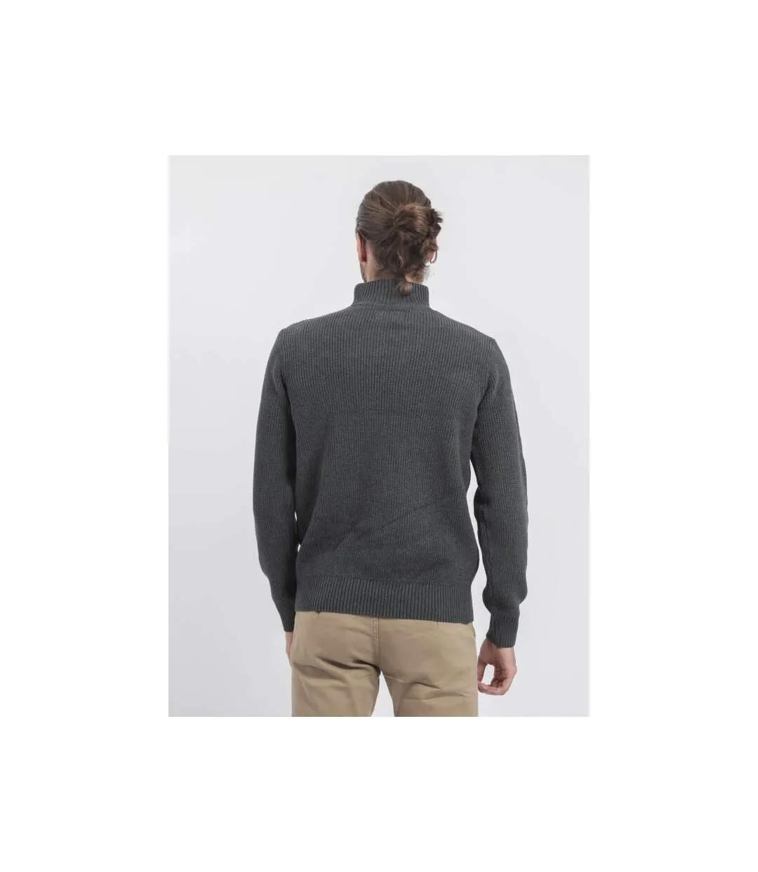 Pull col montant zippé pur coton LOMATH