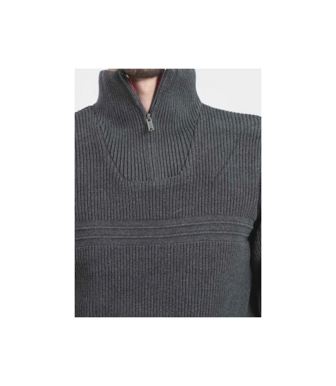 Pull col montant zippé pur coton LOMATH