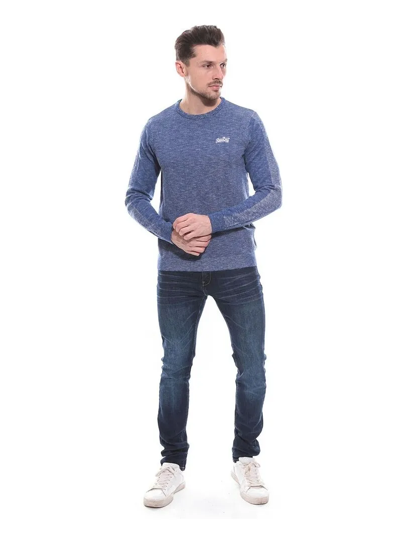 Pull col rond en coton ARTURO - Bleu