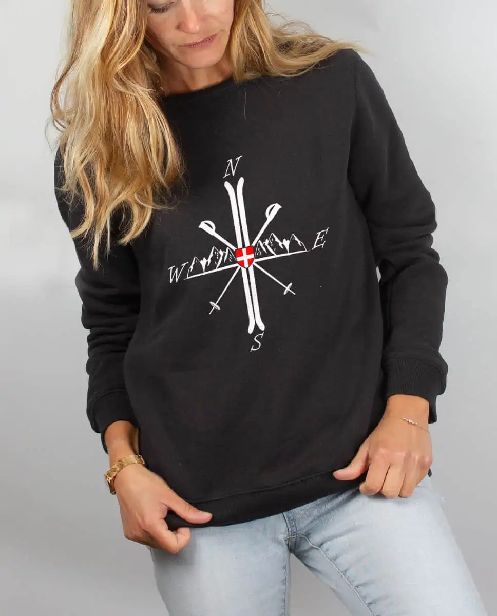 PULL FEMME : MONTAGNE SKI BOUSSOLE - Les Savoyards