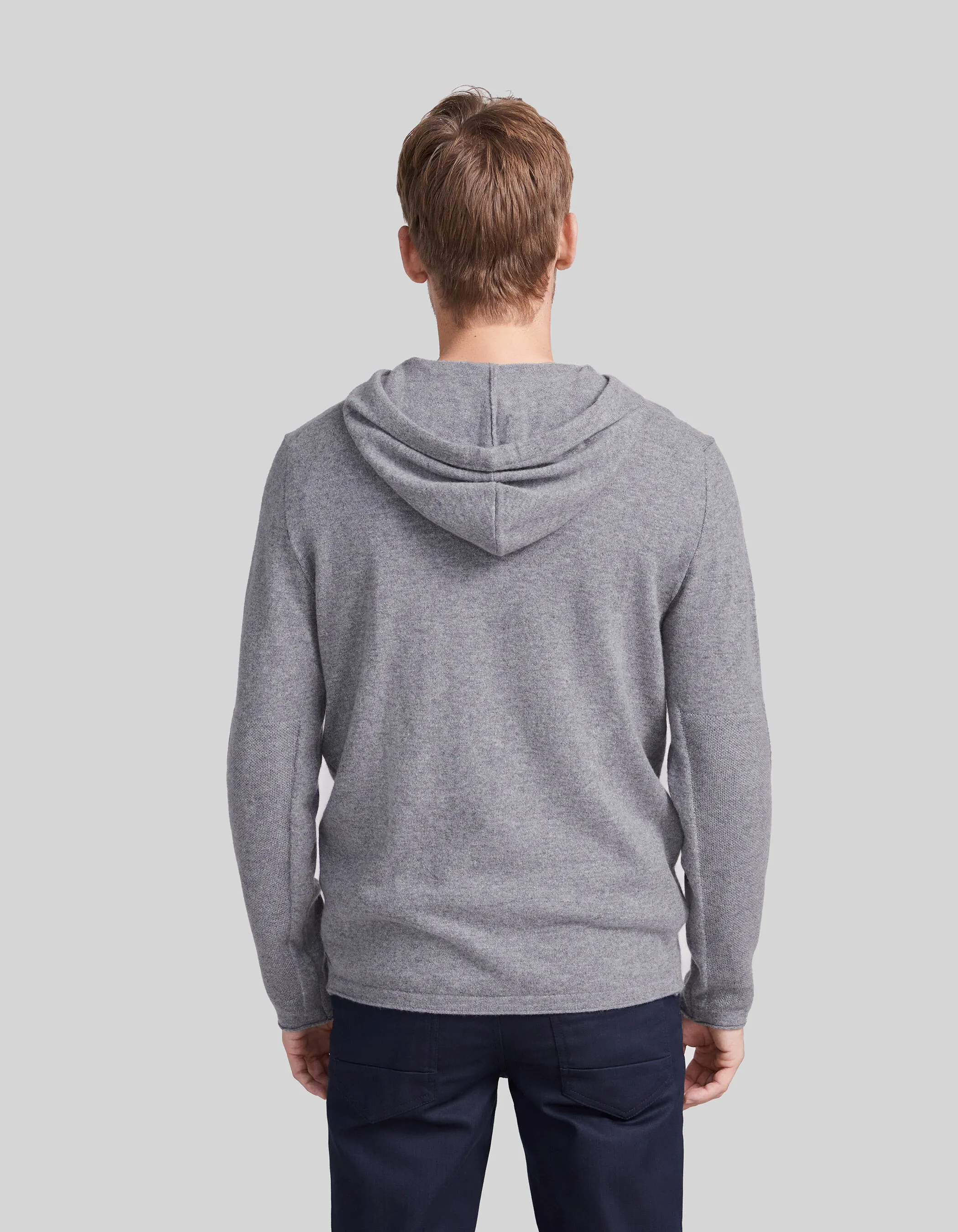 Pull gris à capuche 100% cachemire Homme