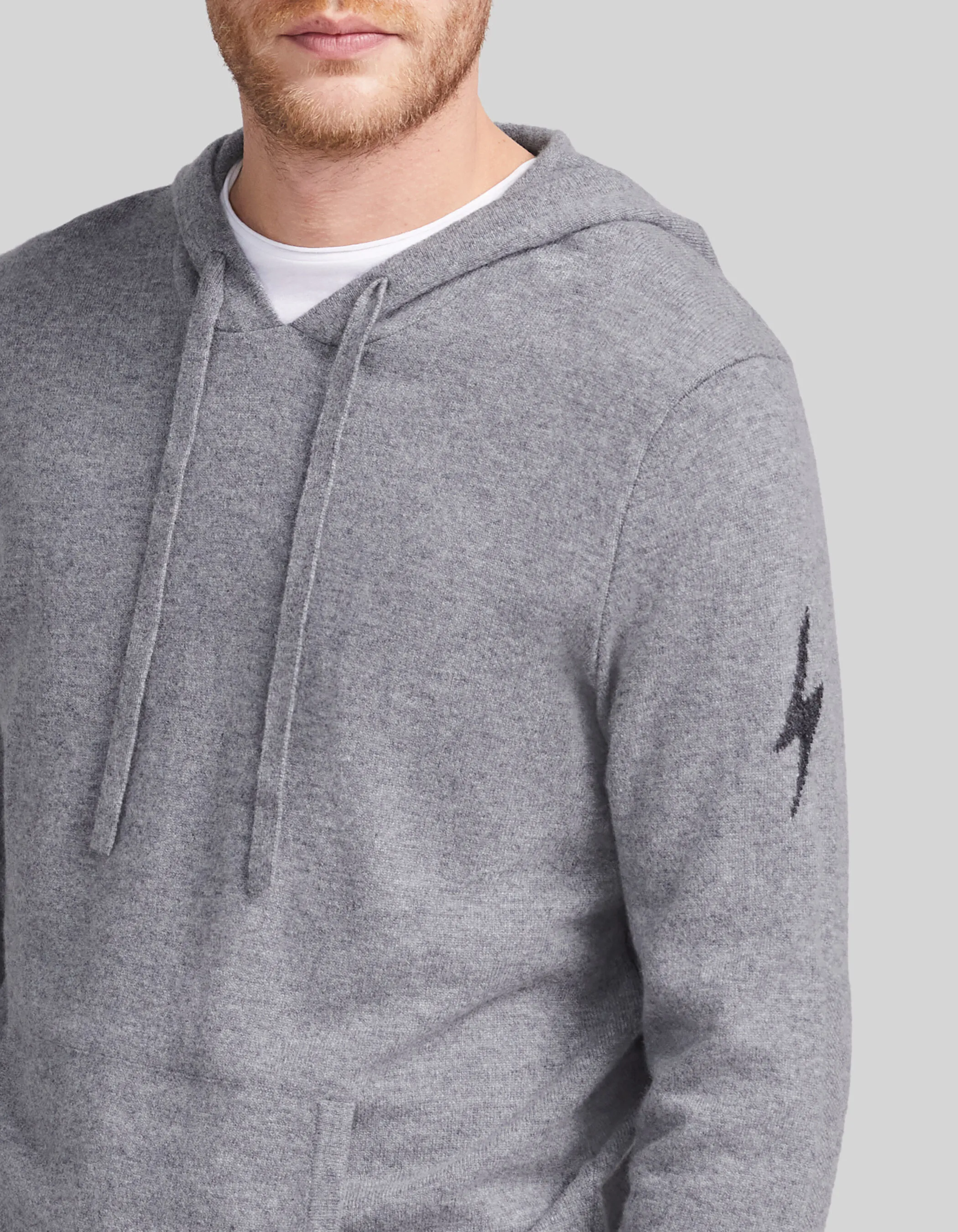 Pull gris à capuche 100% cachemire Homme