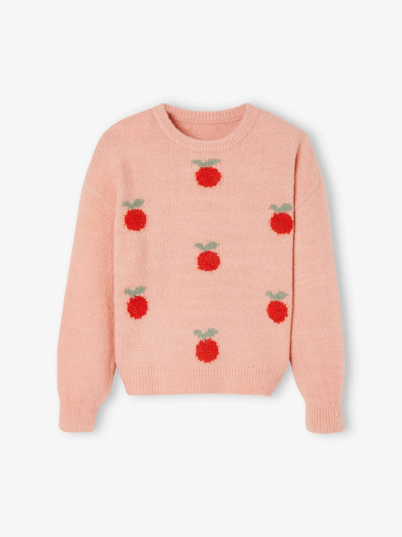 Pull jacquard duveteux fille rose - Vertbaudet