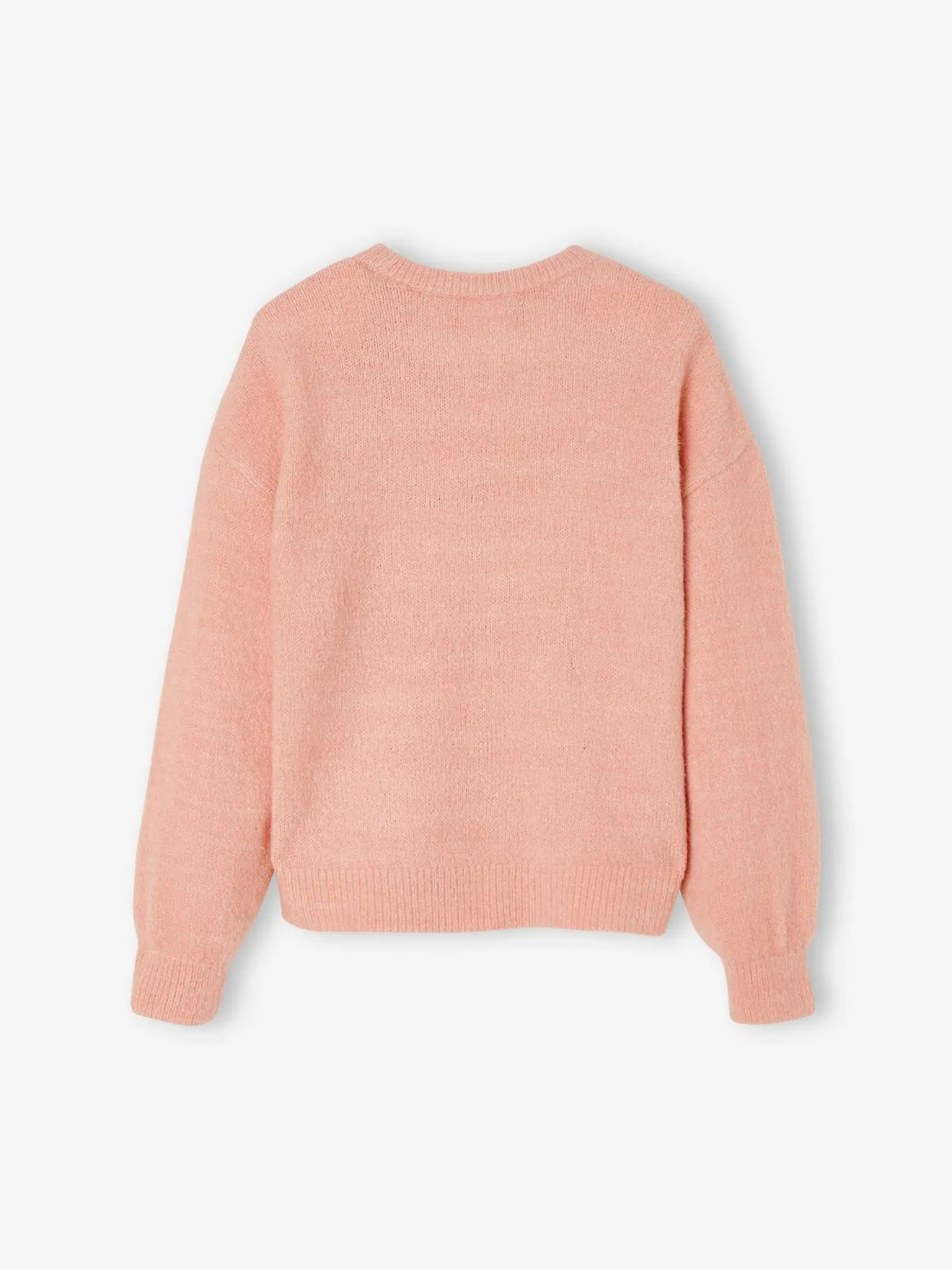 Pull jacquard duveteux fille rose - Vertbaudet