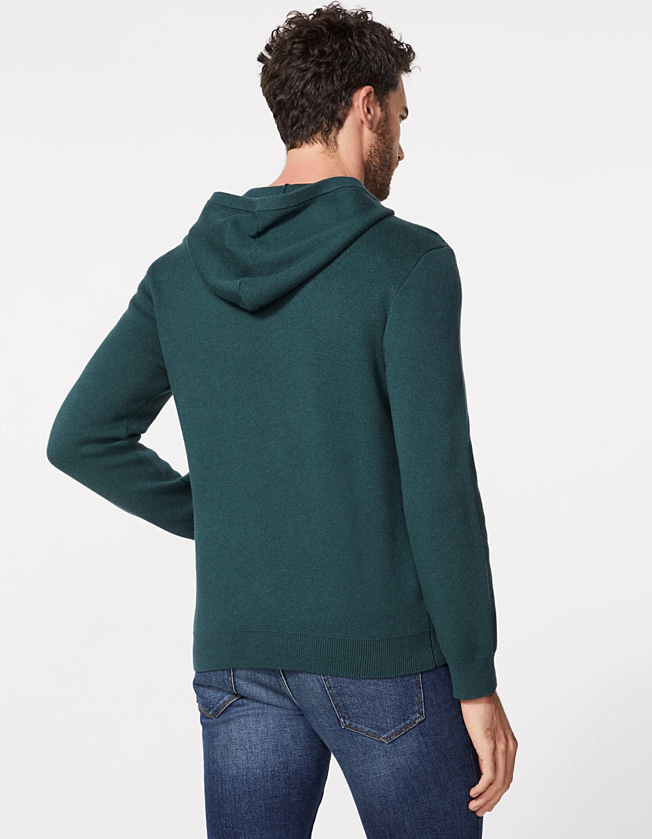 Pull vert anglais tricot à capuche Homme