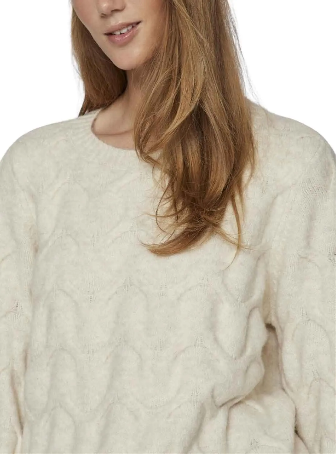 Pull Vila Viella New Beige pour Femme