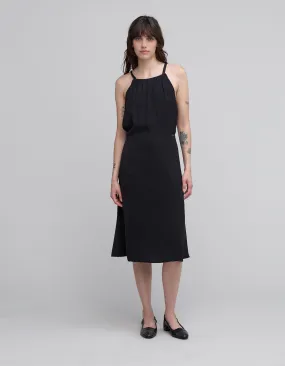 Robe longue noire recyclée Femme