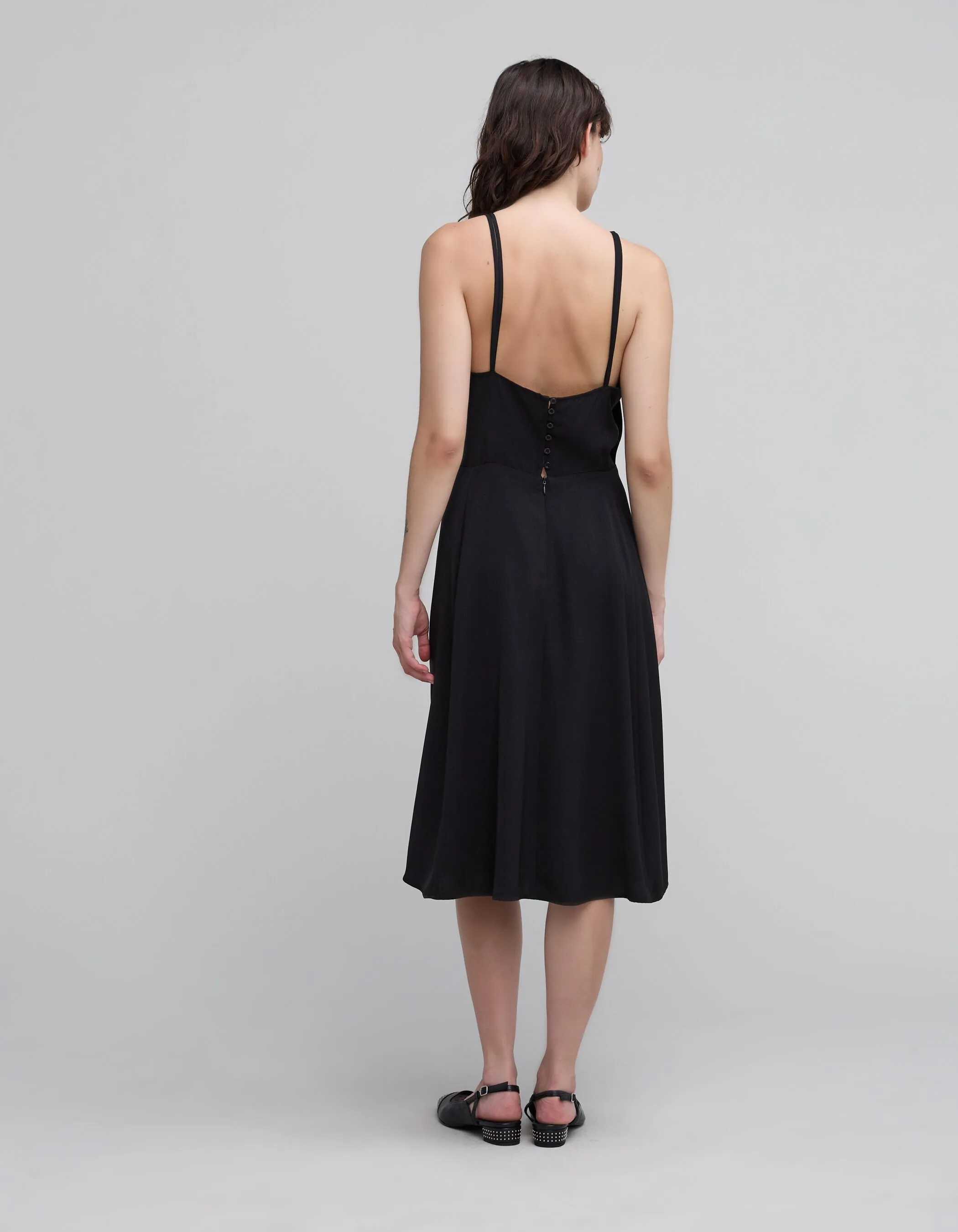 Robe longue noire recyclée Femme