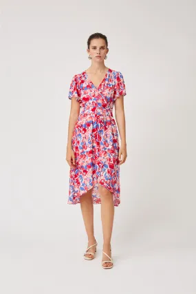 Robe midi ceinturée imprimée camouflage Claire - Fuschia - Suncoo