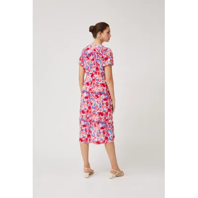 Robe midi ceinturée imprimée camouflage Claire - Fuschia - Suncoo