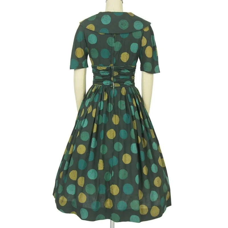 Robe vintage Verte à Gros Pois