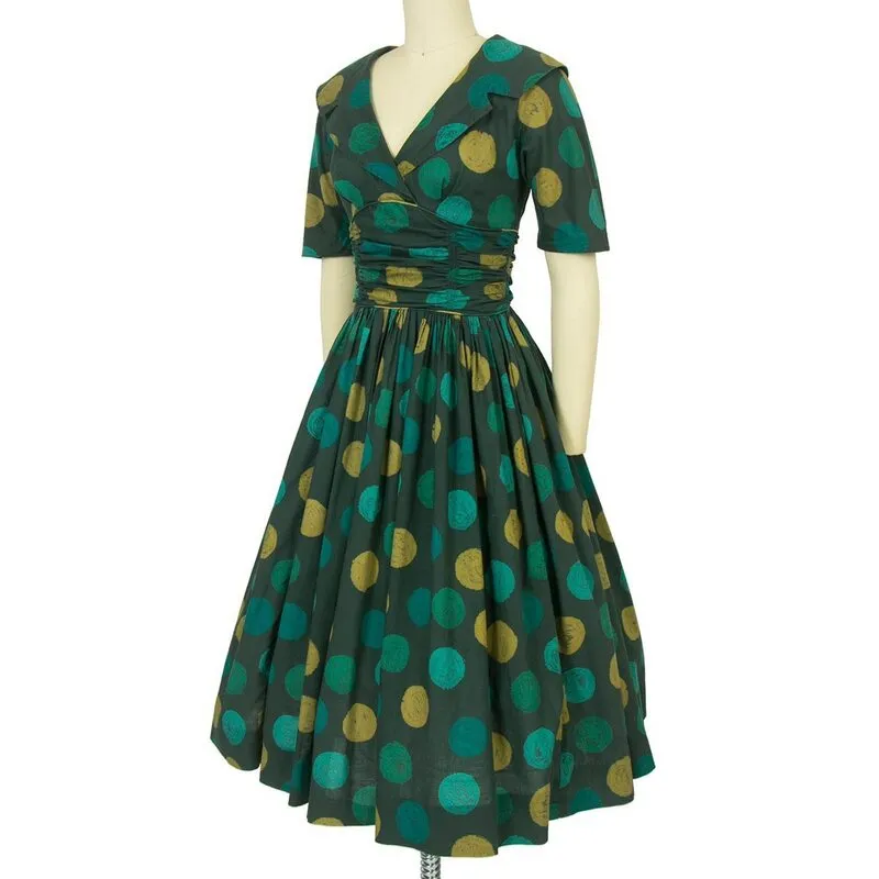 Robe vintage Verte à Gros Pois