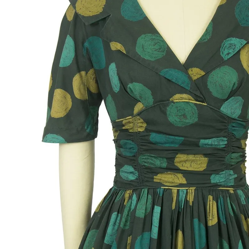 Robe vintage Verte à Gros Pois