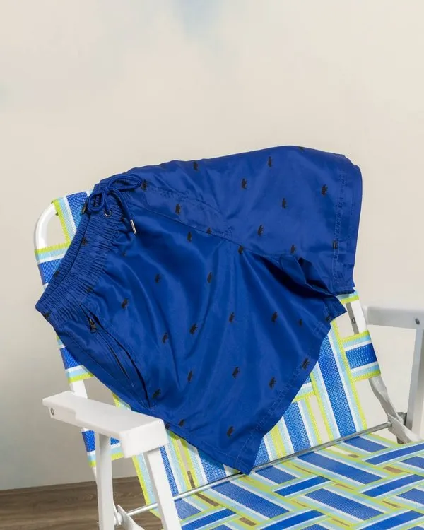 Short de bain imprimé petites vaches bleu cobalt 