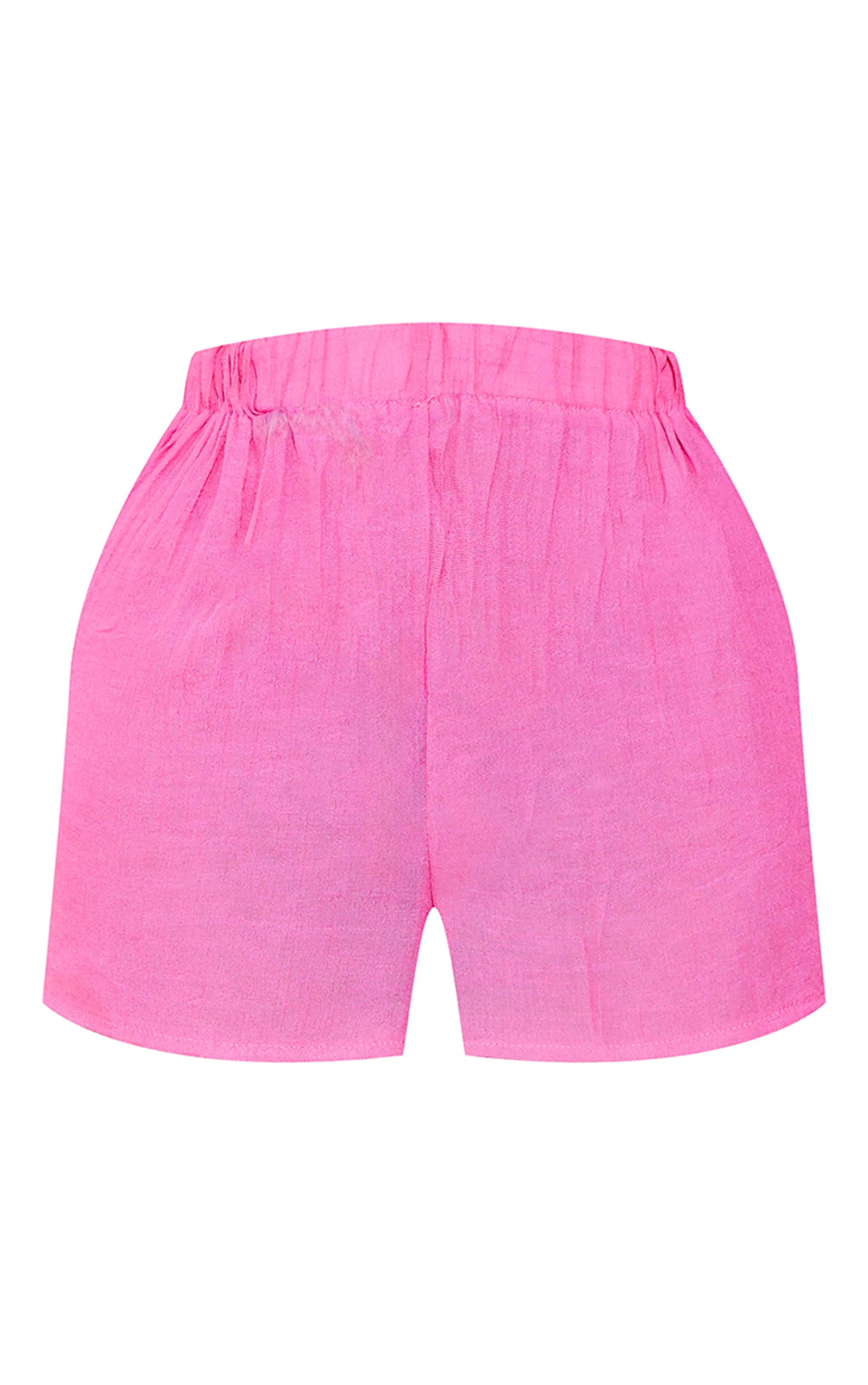 Short de plage fluide texturé rose