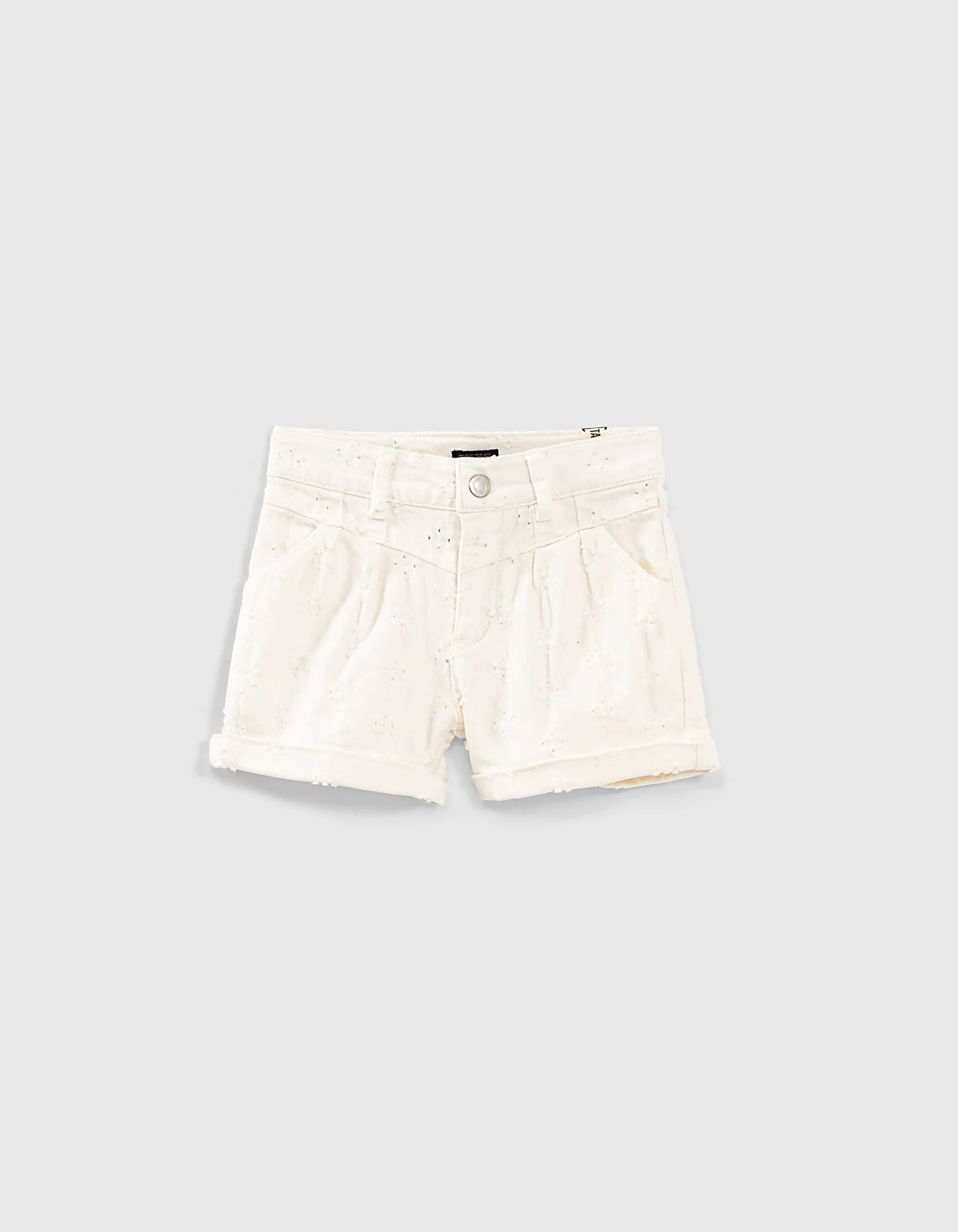 Short en jean blanc cassé usures placées fille