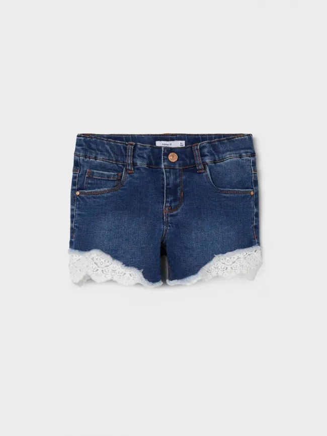 Short en jean salli dentelle bleu fille - Name It | wimod