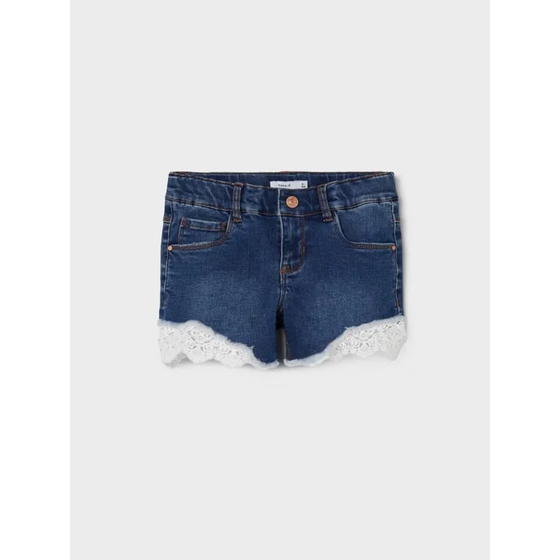 Short en jean salli dentelle bleu fille - Name It | wimod