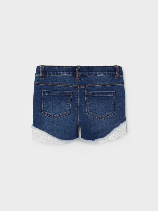 Short en jean salli dentelle bleu fille - Name It | wimod