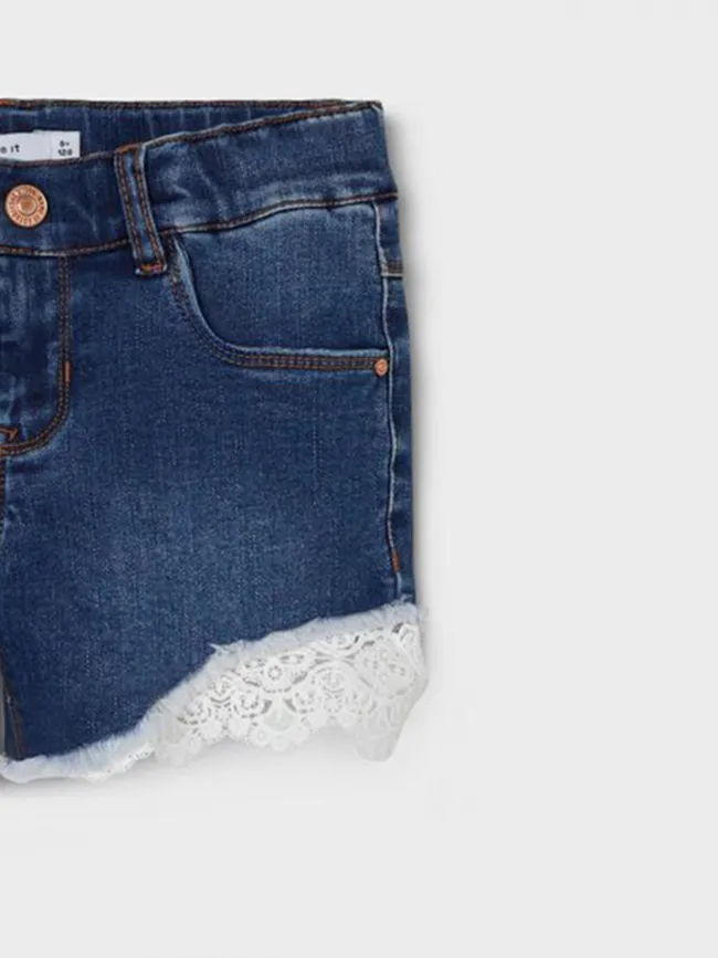 Short en jean salli dentelle bleu fille - Name It | wimod