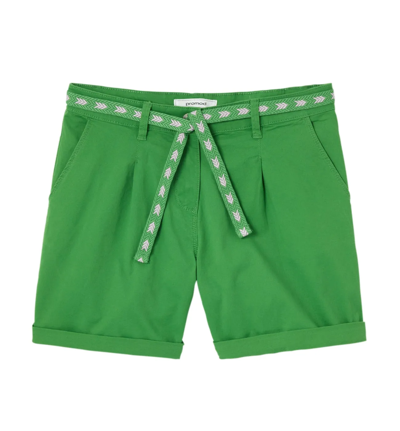 Short en toile + ceinture - Vert