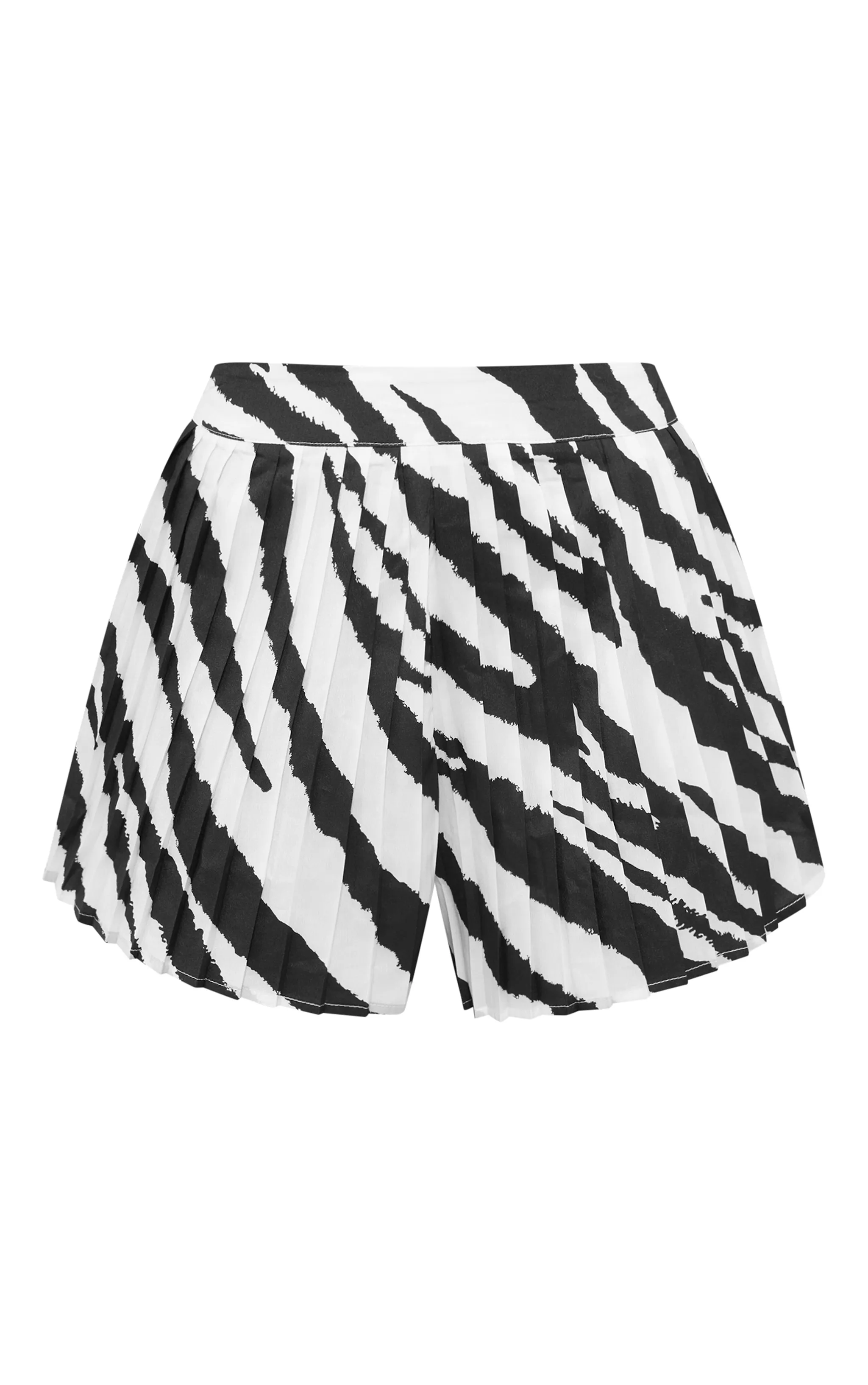 Short fluide zébré plissé