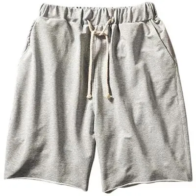 Short Homme en Tissu Gris Chiné Revers blanc