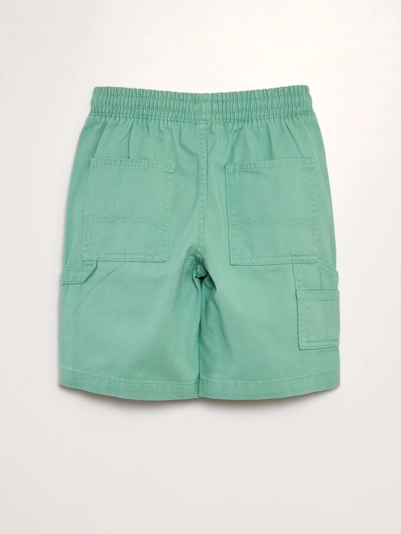 Short élastiqué façon denim - Vert